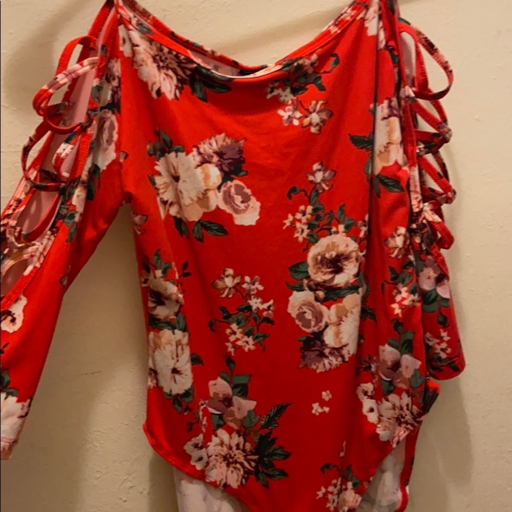 Red floral bodysuit